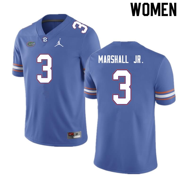 NCAA Florida Gators Jason Marshall Jr. Women's #3 Nike Royal Stitched Authentic College Football Jersey QZH0164GH